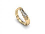 3D model Gold ring with a group of diamonds