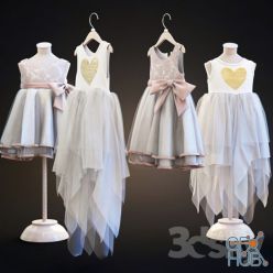 3D model 2 dresses for girl
