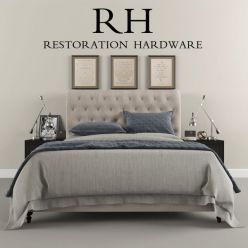 3D model Restoration Hardware Sleigh Chesterfield Fabric bed