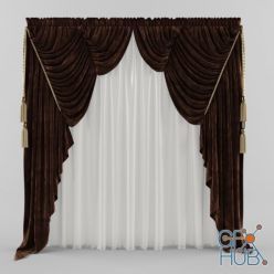 3D model Velvet curtains with tassels