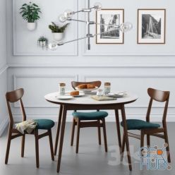 3D model Dining furniture set by West Elm