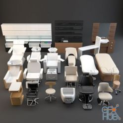 3D model Hairdresser furniture set by Maletti and Takara Belmont