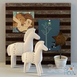 3D model Horses and paintings