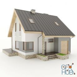 3D model Small house with a garage
