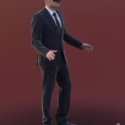 3D model Businessman Using VR Headset