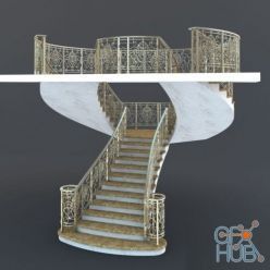 3D model Split marble staircase