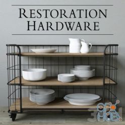 3D model Restoration Hardware rack with dishes