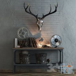 3D model Decor set with a deer skull