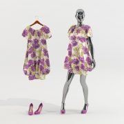 3D model Summer dress on a hanger and dummy