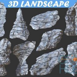 3D model Cubebrush – Low poly Realistic Rocky Sharp Cliff Modular Pack