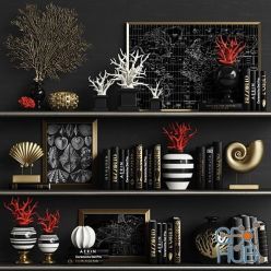 3D model Decor set with red and white corals (max, fbx)