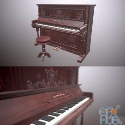 3D model Upright piano PBR