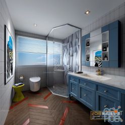 3D model Modern bathroom interior 034