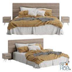 3D model Wooden Bed in a modern style