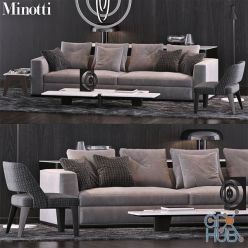 3D model Minotti furniture set with decor