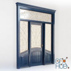 3D model Entrance door with wrought iron lattice