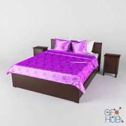 3D model Bed with bedside tables IKEA BRUSALI