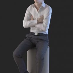 3D model Casual Man Crossing Hands sitting