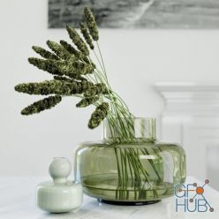 3D model Modern grass arrangement in a vase