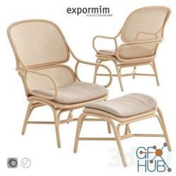 3D model Expormim Frames Armchair with ottoman