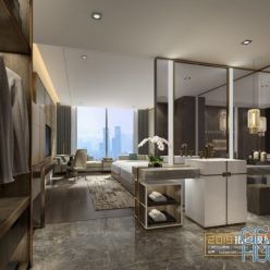 3D model Bedroom Interior of the Hotel 038