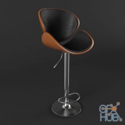 3D model Crocus walnut bar stool by Baxton studio (max, obj)