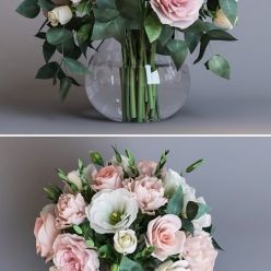 3D model Bouquet of flowers and candles