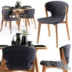 3D model Ethimo Knit dining chair and square table