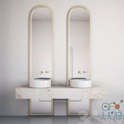 3D model Bathroom Furniture with marble top