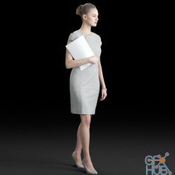 3D model Business woman in a gray dress