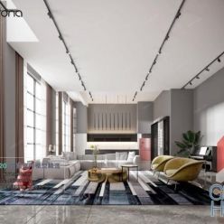 3D model Modern Style Living Room 2020 A063 (Corona)