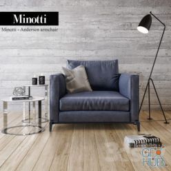 3D model Andersen armchair by Minotti