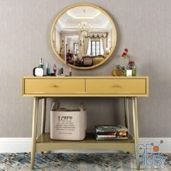 3D model Modern Solid Wood Dressing Table (max)