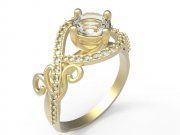 3D model Gold ring with fianits