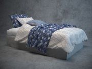3D model Gray-blue color bed linen