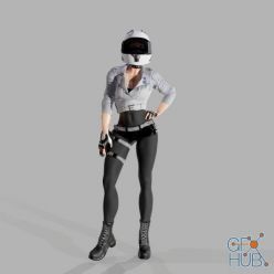 3D model Lady Biker PBR low poly