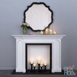 3D model Decorative fireplace with mirror