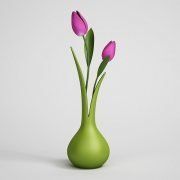 3D model A pair of tulips in an original vase