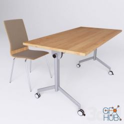 3D model Office table and chair 1