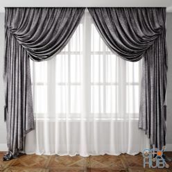 3D model Curtain 39 with cornice and tulle