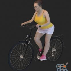 3D model Caucasian Female Riding A Bicycle (max, fbx)