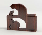 3D model Wooden sculpture «Cat and bird»