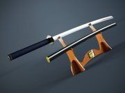 3D model Japanese sword of katana