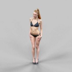 3D model Sexy Girl in Black Bikini And high heels Posing 2 (max, fbx, obj)