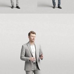 3D model Elegant man in suit standing and talking