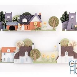 3D model Children's cardboard drawings-houses