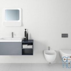3D model Bathroom set with toilet and bidet