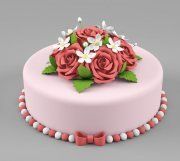3D model Cake decorated with roses