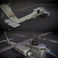 3D model McDonnell Douglas AH-64A Apache Attack Helicopter PBR