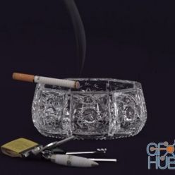 3D model Ashtray with smoking cigarette